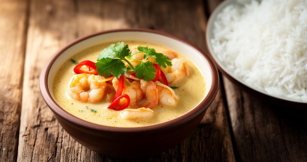 Lire la suite à propos de l’article La recette de cari de crevettes au lait de coco : astuces et alternatives végétaliennes pour un plat parfait